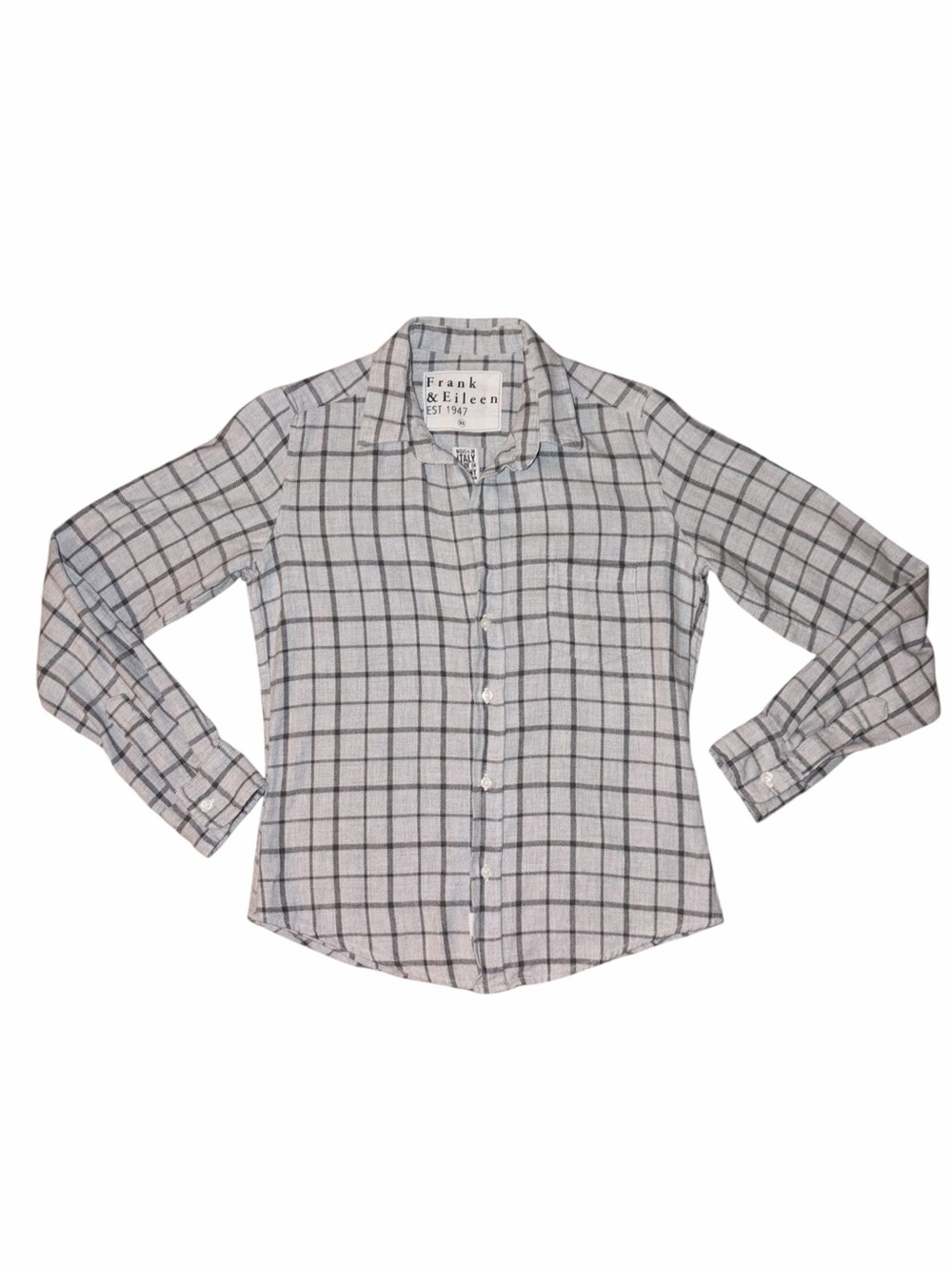 EUC Frank & Eileen Barry Button-Up Shirt XS Gray Plaid Italian Flannel Cotton